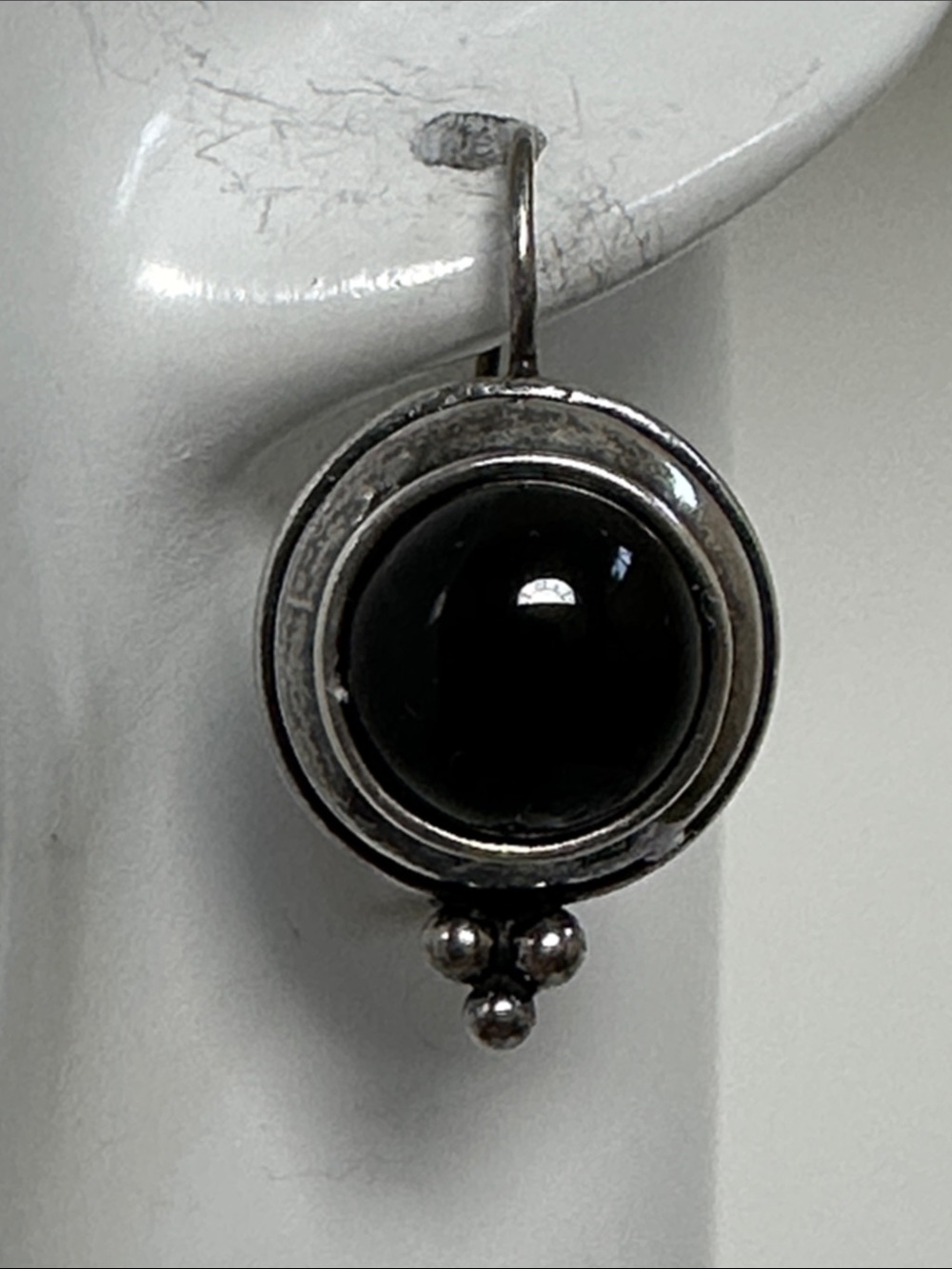 MILOR 925 Sterling Silver Black Onyx Round Drop Earrings
